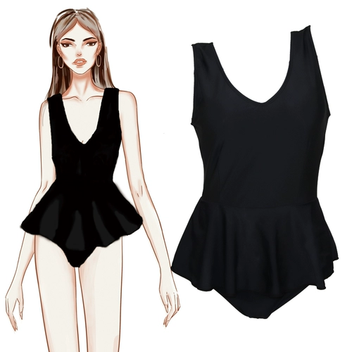 Купальник, боди, европейский стиль, V-образный вырез, по фигуре