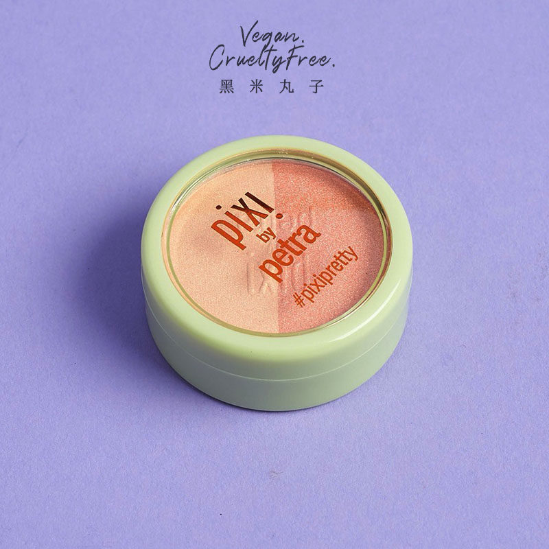 美国PIxi 光泽双色天然矿物软腮红高光二合一 珠光蜜桃色 4.5g