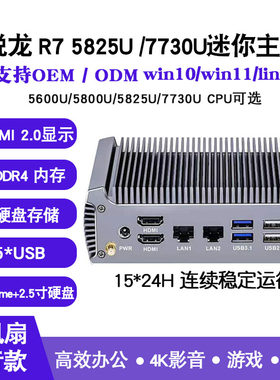 锐龙双网口8核工控迷你电脑主机