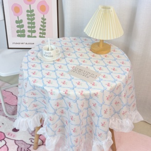 ins风桌布清新田园荷叶花边韩系卧室装饰布书桌垫餐桌茶几桌布