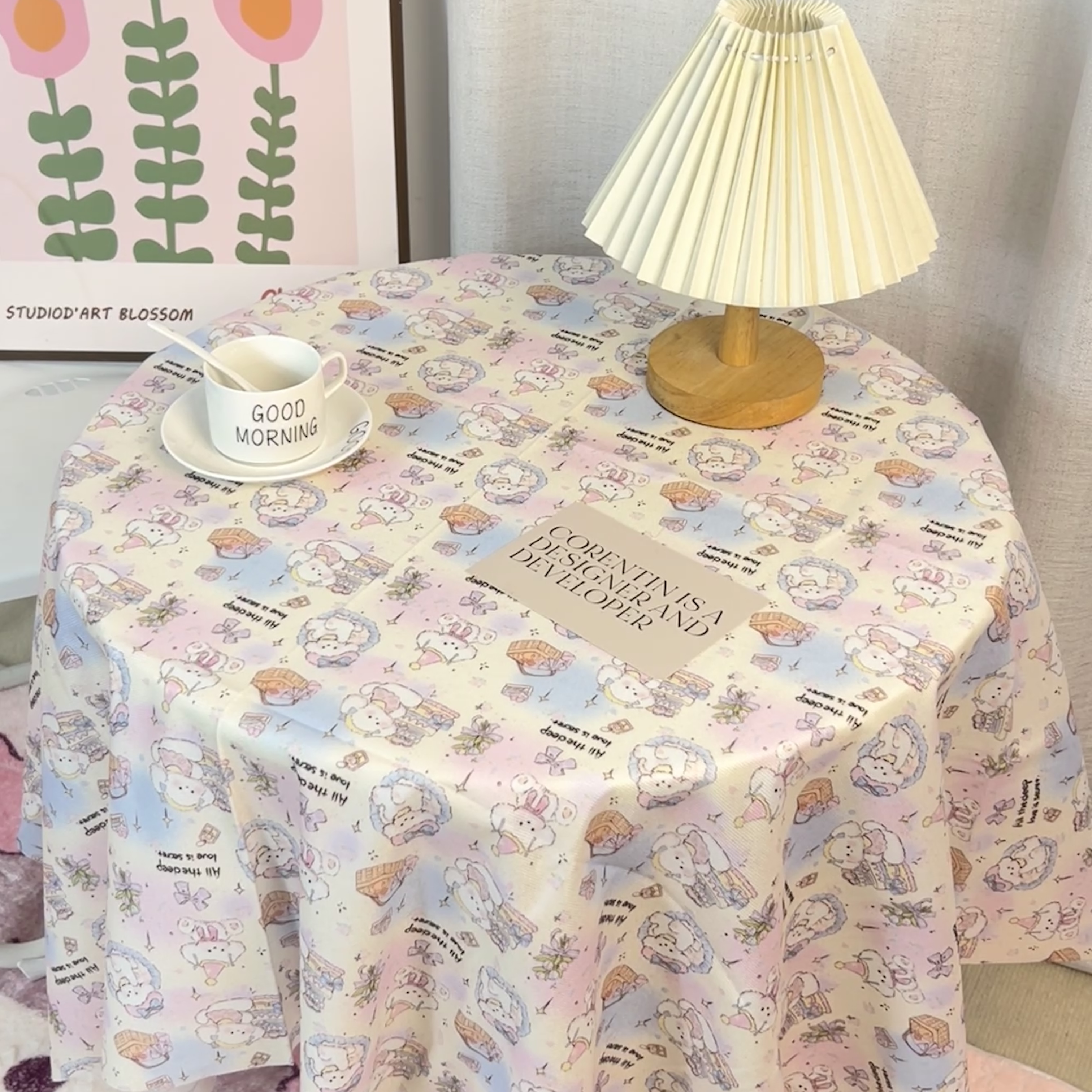 韩国ins风清新可爱碎花茶几台布