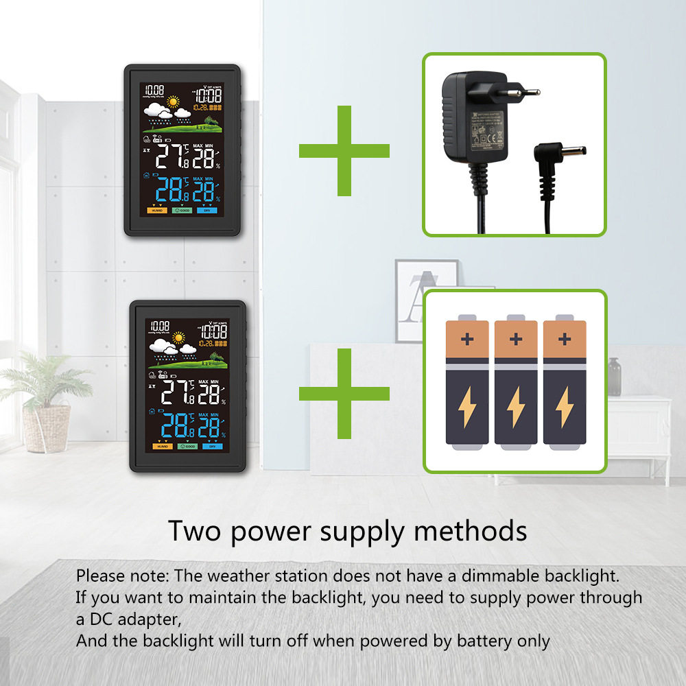 스팟 중립 2023 컬러 무선 온도 및 습도 측정기 일기 예보 알람 시계 시간 편안함 BALDR