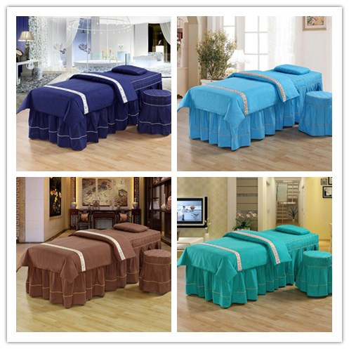 新品美容床罩四件套简约纯色欧式按摩推拿理疗四季通用可定做包邮
