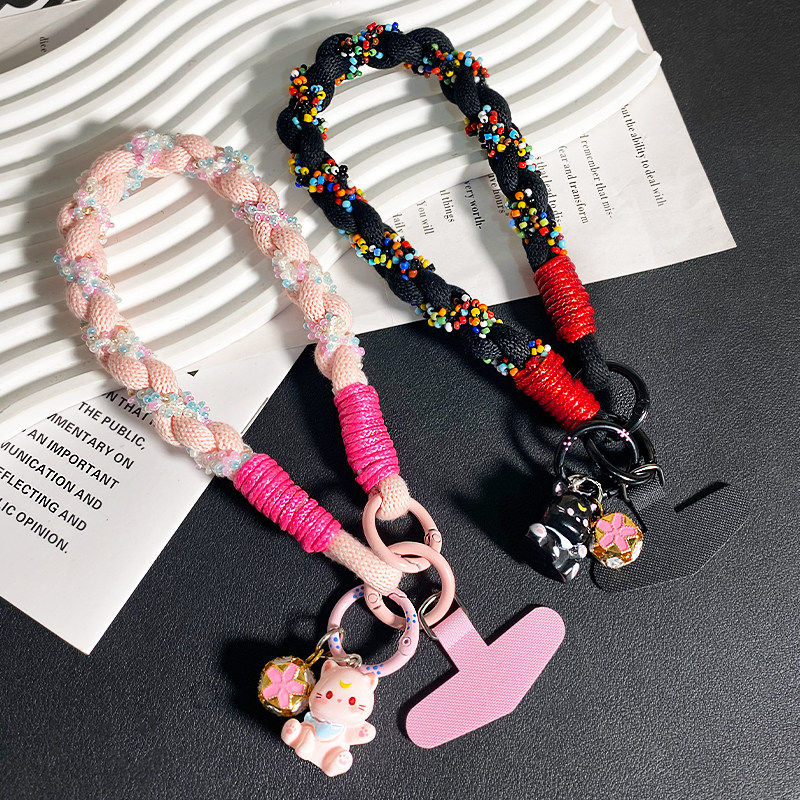 手机挂绳彩珠编织手绳高级手腕防丢绳精致防摔钥匙扣相机手机链新,3C数码配件,手机挂件/手机链,淘宝优惠券,粉丝福利购,淘宝优惠卷