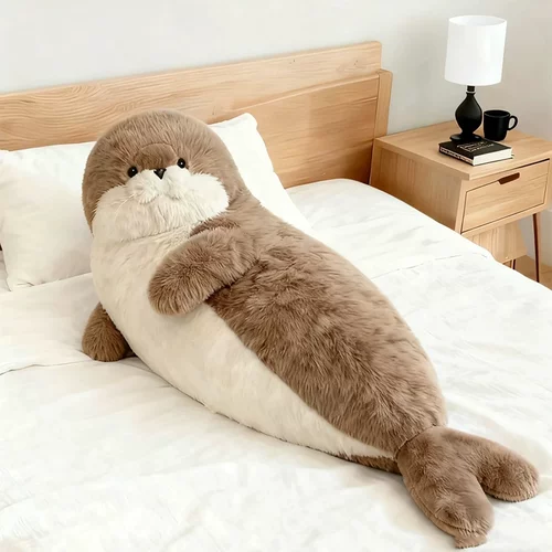 小海豹毛绒玩具软萌可爱海豹抱枕海洋动物玩偶陪睡公仔娃娃批发