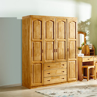 四门实木衣柜原木全实木厂家直销中式木质组装成品家用卧室柜子