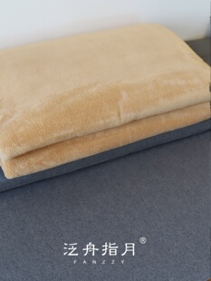 【冬季盖毯】泛舟指月 冬季加长加厚盖腿毯卡其色珊瑚绒毯静坐u.
