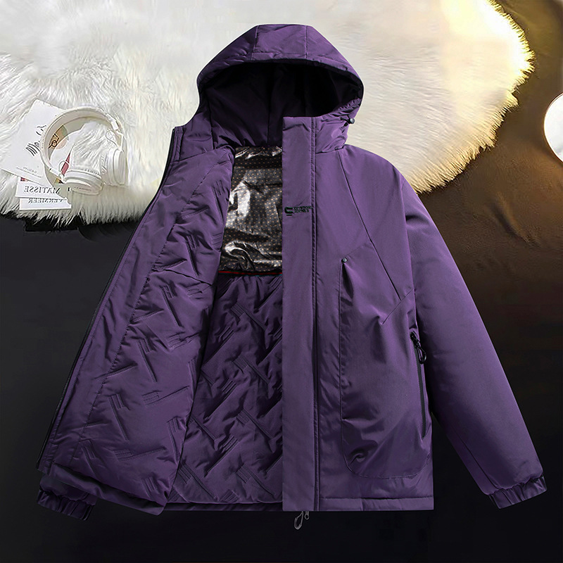 快手直播爆款休闲男女同款冲锋棉服冬季港风宽松大码连帽防水外套