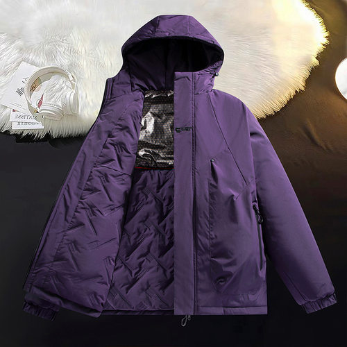 快手直播爆款休闲男女同款冲锋棉服冬季港风宽松大码连帽防水外套