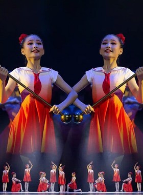 六一儿童红领巾合唱演出服裙子中小学生红色传承舞蹈表演服装