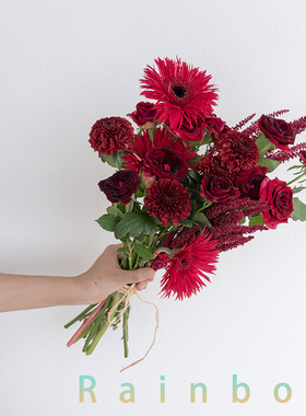 花气 | rainbow系列时令鲜花搭配花束红色系花语热情送人礼物