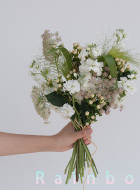 花气| rainbo系列时令鲜花搭配花束白色系花艺师搭配基地鲜花速运
