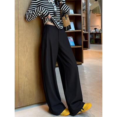 天丝羊毛黑色西装裤子女2