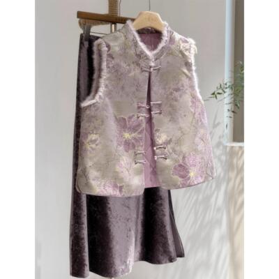 新中式国风盘扣真丝宋锦