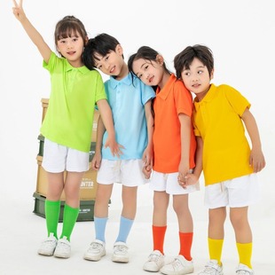 闺蜜装 夏季 polo衫 儿童彩色短袖 幼儿园活动园服班服纯色翻领亲子装