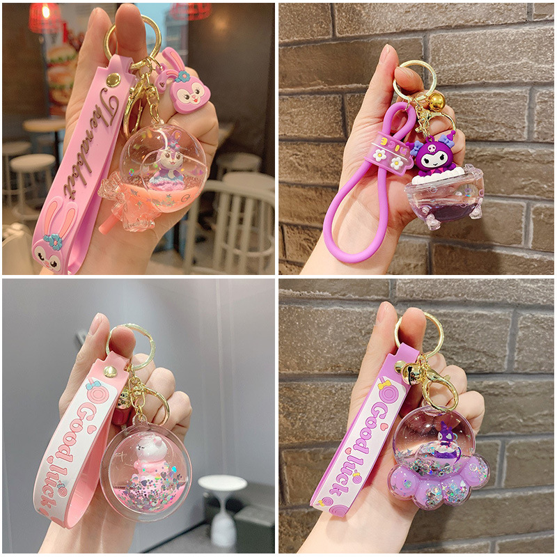 入油流沙瓶汽车钥匙扣小礼品小挂件漂浮亚克力可爱挂饰钥匙链