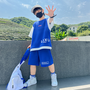 薄款 新款 夏季 中大童男孩酷帅气潮 运动夏款 男童夏装 高端儿童装 套装
