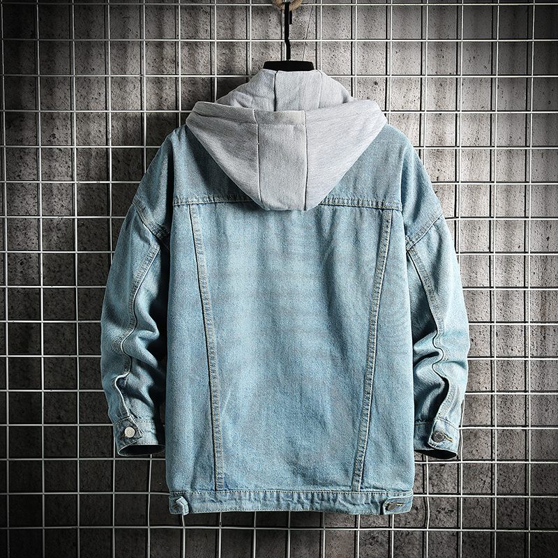 Spring and autumn jeans hooded washed denim jacket casual coat men