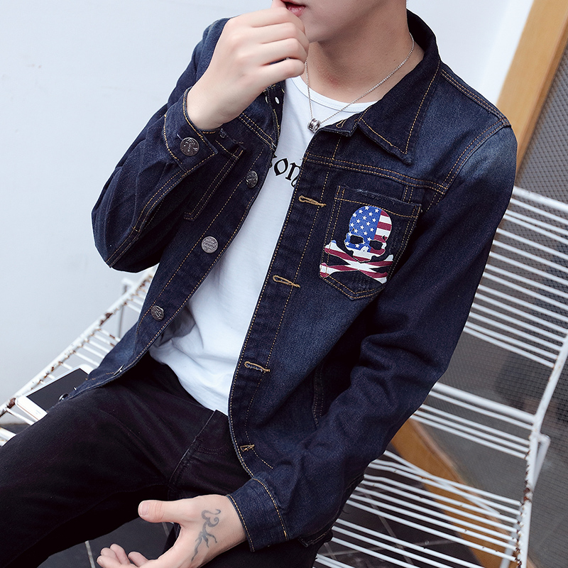 Autumn and winter new denim jacket men's slim fitting jeans men's jeans 1 coat