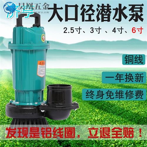 新品大3寸4寸6寸大潜水泵灌溉排涝抽水泵抽水清水泵铜线3KW6寸22