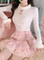 JAPANESE KAWAII LOLITA MINI SKIRT WOMEN WINTER LACE CASUAL E