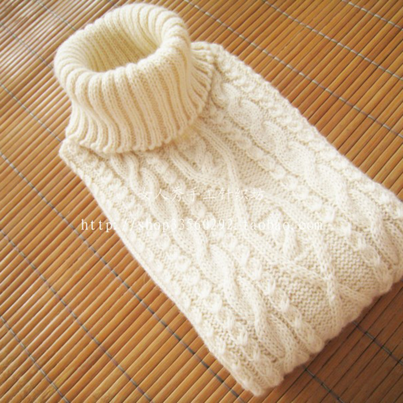 女人纯手工编织高领菱形麻花背心