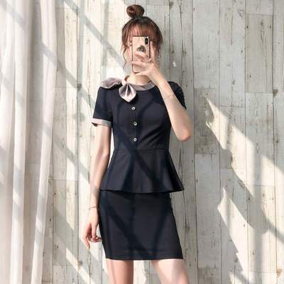 高端空姐职业套装正装女气质洋气西装套裙制服夏美容院工作装2022