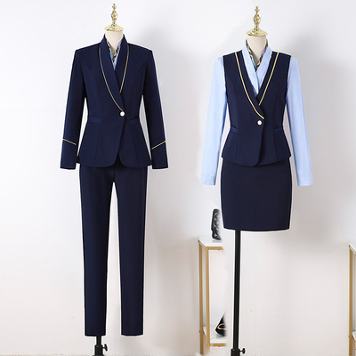 职业西装套装女酒店前台接待工作装西服正装马甲工作服女空姐制服