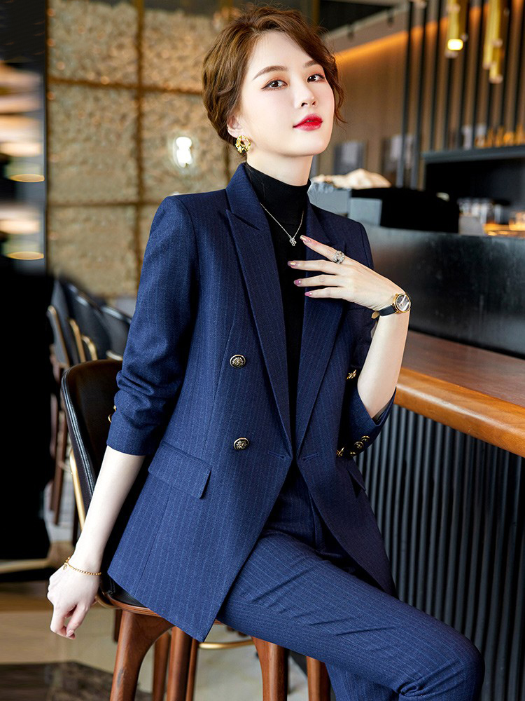 藏蓝色西装套装女高端气质女神范高级感西服小个子正装工装职业装