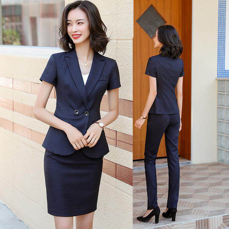 高端短袖西服正装女酒店经理制服职业装套装夏季气质女神范珠宝店