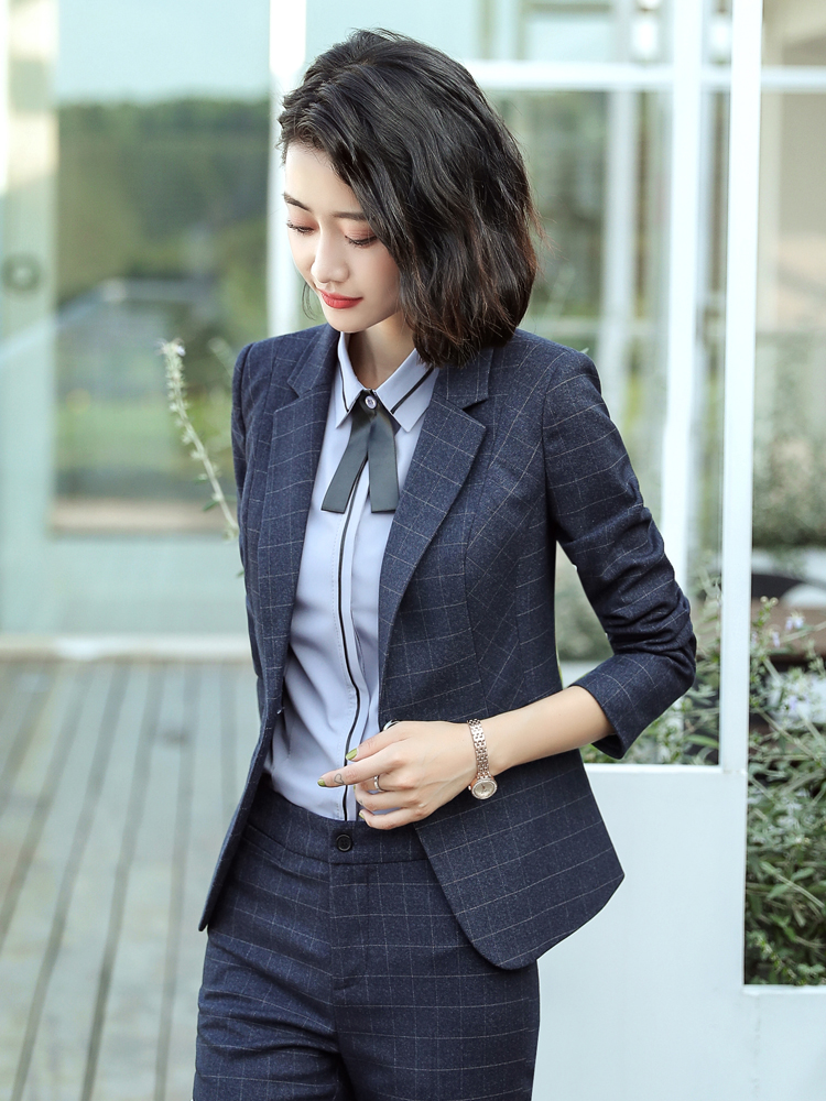 格子西装外套女气质正装小西服高端上班职业套装女士显瘦上衣时尚