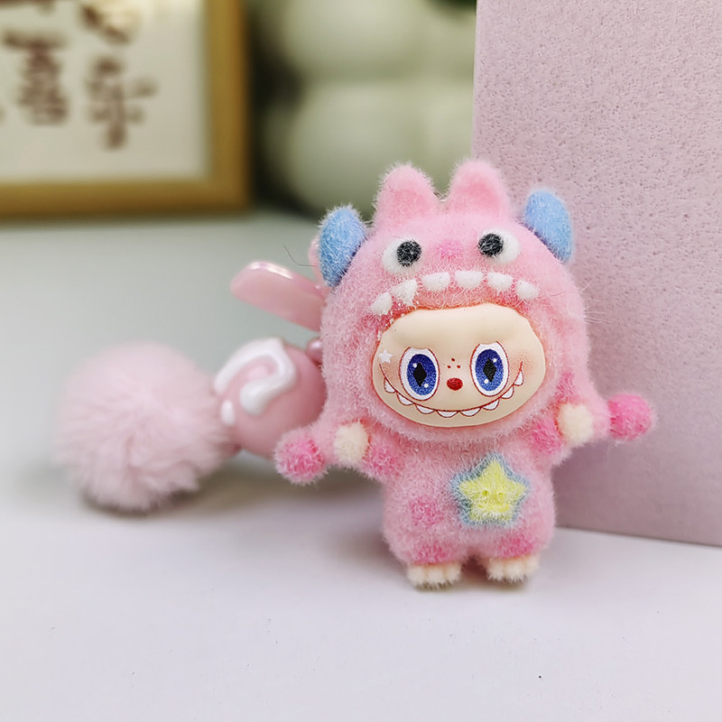 新款植绒波点怪兽拉布包包挂件钥匙扣萌粒学生奖励书包饰品小礼物