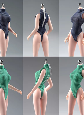 1/12女兵人可动素体无袖高叉连体衣6寸潮玩手办模型娃衣服装