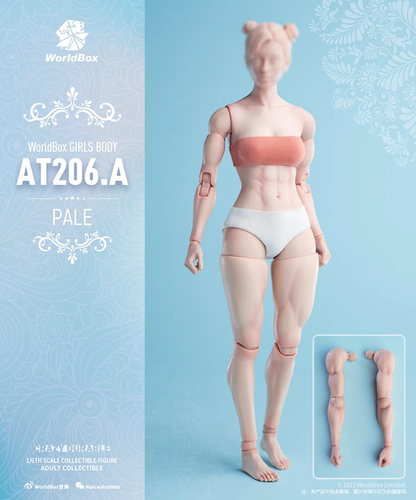 现货 Worldbox 1/6耐操女素体 肌肉版AT206A & AT206B 白肤浅麦色