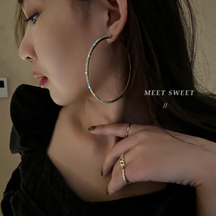 爆款 高級感耳墜圓圈歐美耳飾2025新款 大圈耳環夸張耳圈女氣質時尚