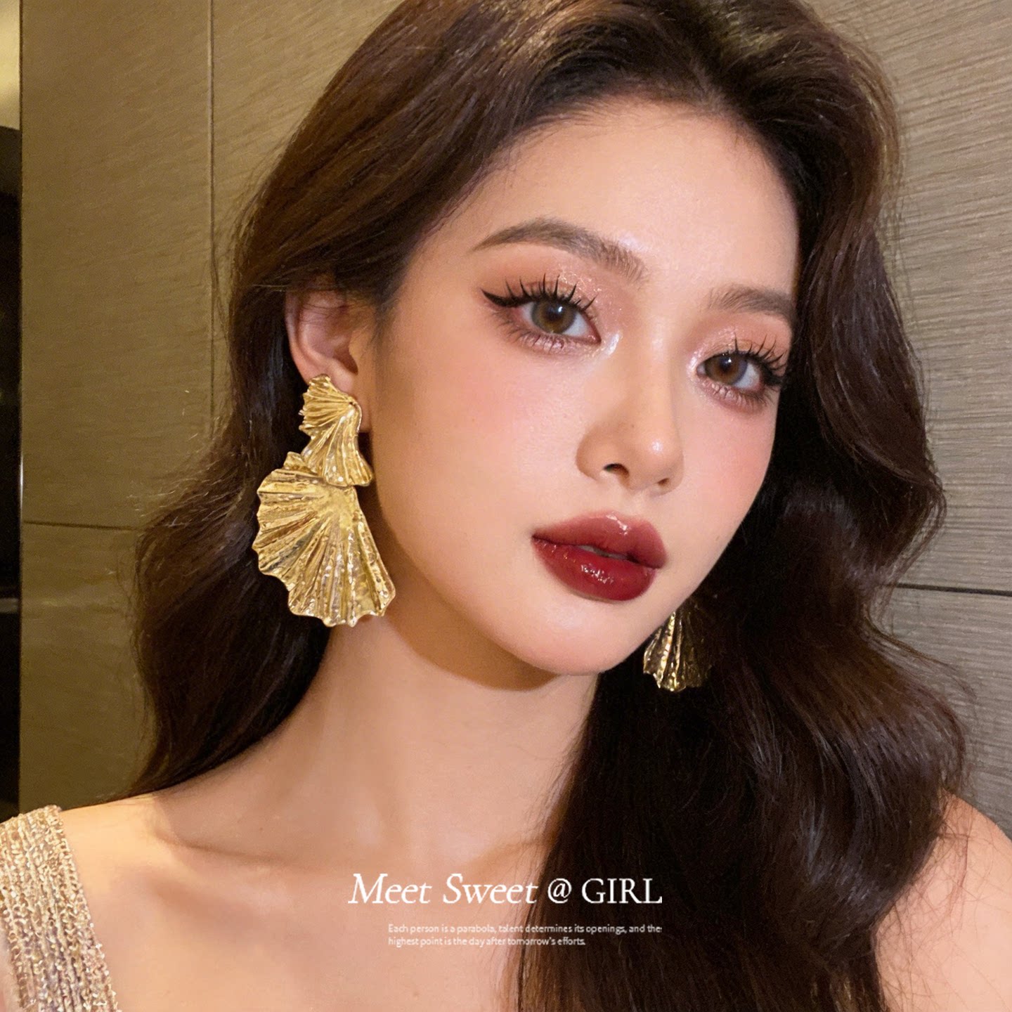 欧美纹路树叶吊坠耳钉耳环女图片