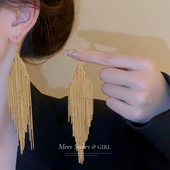 高级感轻奢耳坠气质大气夸张长款 流苏耳环2025新款 爆款 金色耳饰女