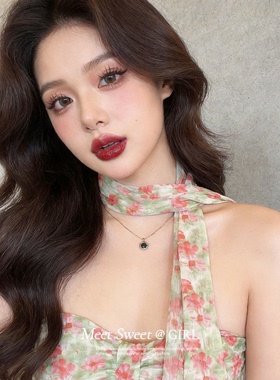 复古印花条纹丝巾项链女款