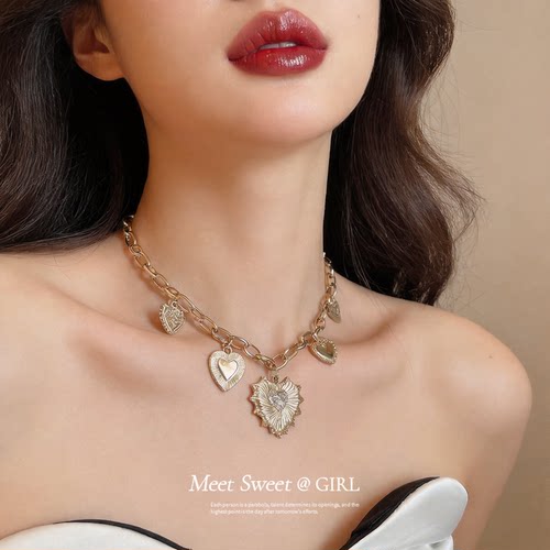 欧美风爱心吊坠项链女款2026新款