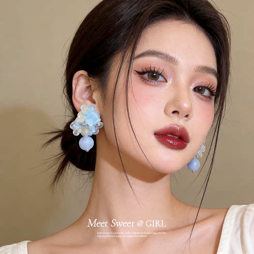 夏日海盐奶蓝仙女风耳环