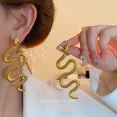 金色蛇形耳环2025新款 爆款 女人味耳坠高级感小众独特夸张耳饰女
