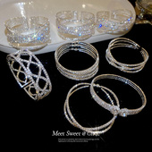 闪钻多层交叉镂空开口手镯女个性 时尚 气质手链高级感百搭手环手饰