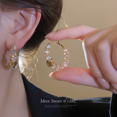 金色耳圈轻奢高级感气质大气方块字母耳环圈圈2025新款 夸张耳饰女