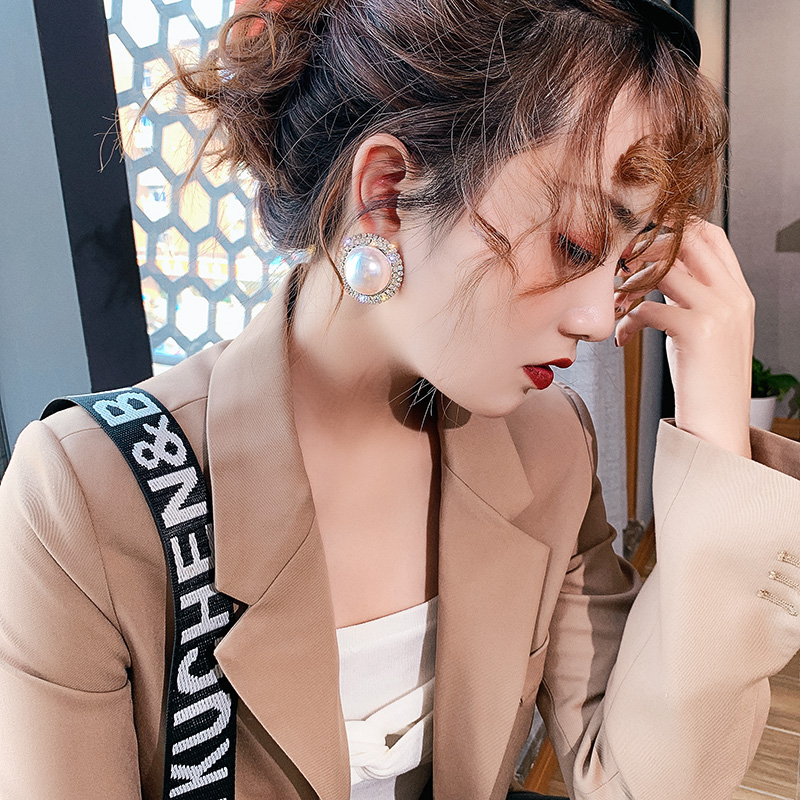 欧美气质夸张大珍珠耳环潮网奢华