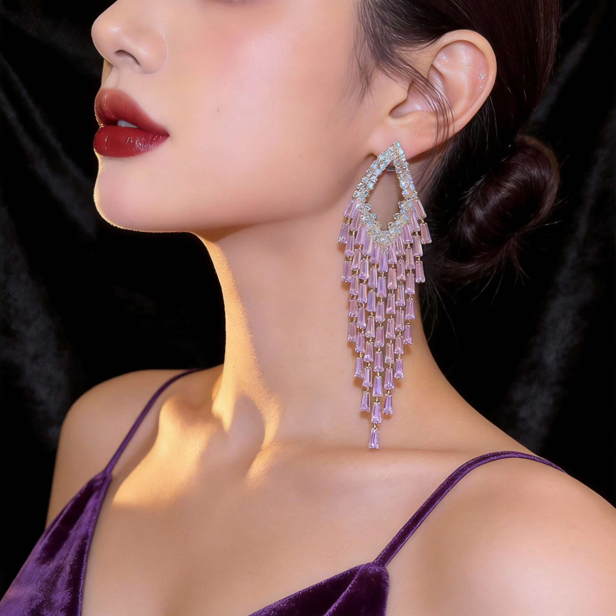 「仙粉钻瀑」流苏耳环2026新款爆款耳钉轻奢高级感气质大气耳饰女,饰品/流行首饰/时尚饰品新,耳环,淘宝优惠券,粉丝福利购,淘宝优惠卷