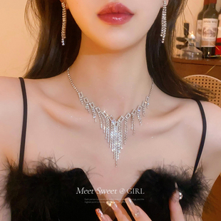 项链晚礼服首饰套装 婚纱配饰高级感锁骨链轻奢小众新娘结婚颈链女