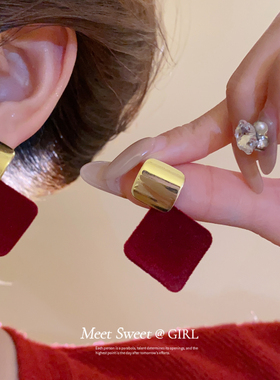 「遇见饰品MEET」植绒几何形吊坠耳钉小众百搭耳环简约时尚耳饰女