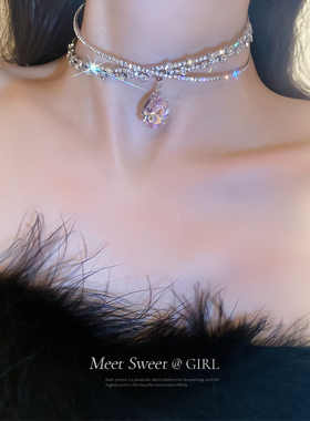 choker夸张闪钻项圈女钻石项链高级感锁骨链颈链婚纱晚礼服配饰