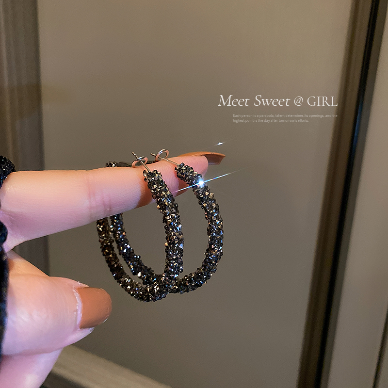 几何碎钻耳圈耳环高级感