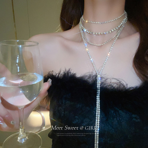 宴会闪钻流苏choker项链
